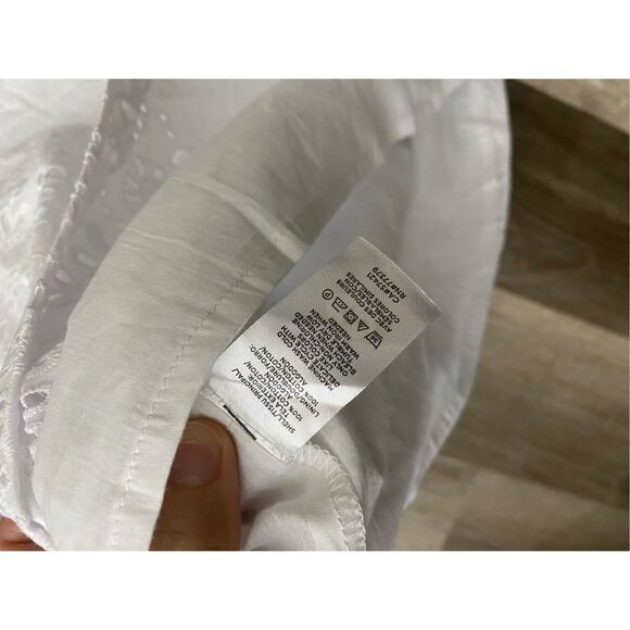 Ann Taylor NWT Eyelet Shoulder Top, White Blouse, Sz Large Petite, MSRP $85 - Picture 6 of 9